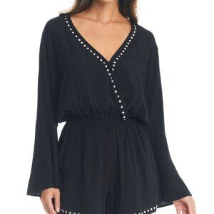 Bar III Studded Cover-Up Romper Black/Silver - Tell Me About It | M
